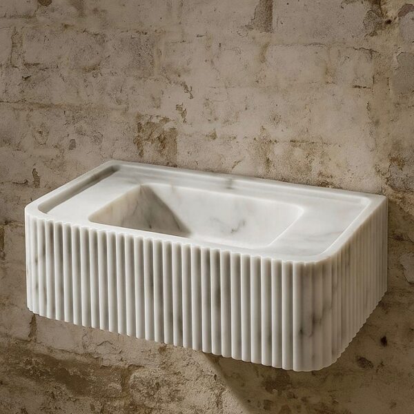 Luxury White Marble Wall-Mounted Wash Basin
